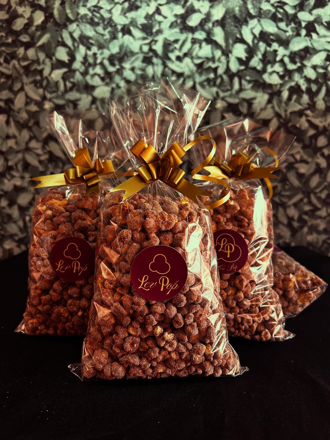Pacote de pipoca gourmet de caramelo